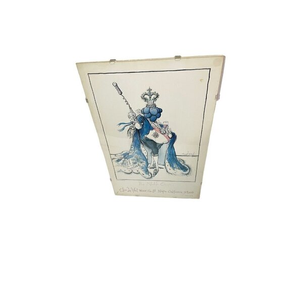 Vintage "THE NOBLE GRAPE" Ronald Searle Framed Print 1981 wine Clos Du Val - Picture 1 of 5
